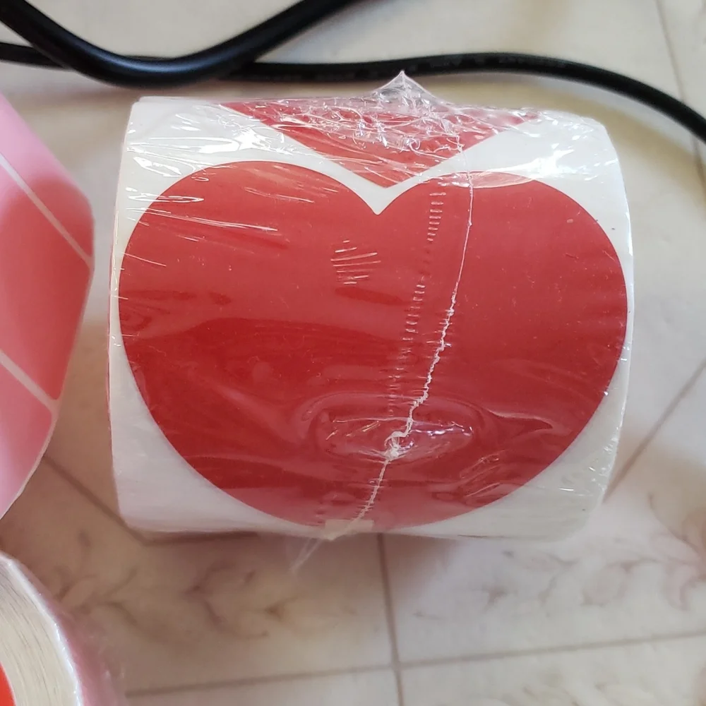 x3NWT 2140! Sticker Labels Muynbyn Sticker Printer Labels Red Heart Pink Circles